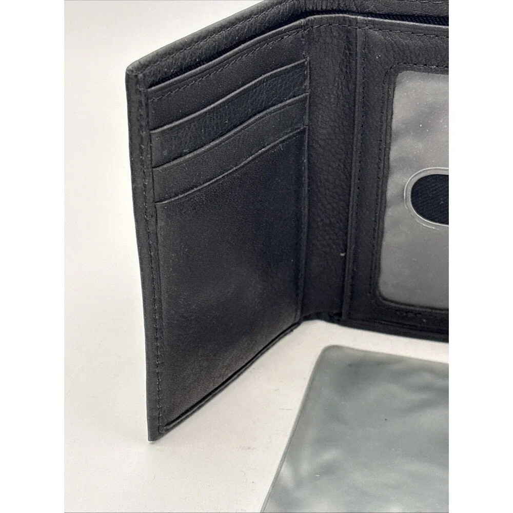 Vintage Rolf’s Men’s Black Leather Trifold Wallet Star Of David Original Box EUC
